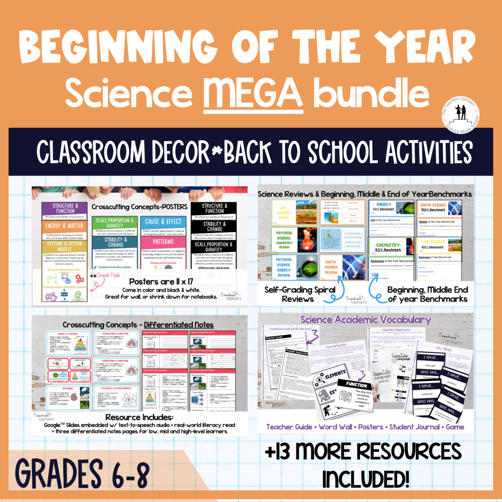 Image shows a beginning of they year bundle of science activities.