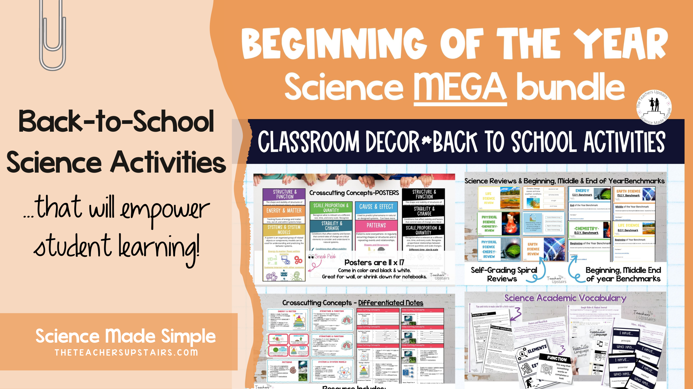 Shows four images included in the 16 resource back to school science activities