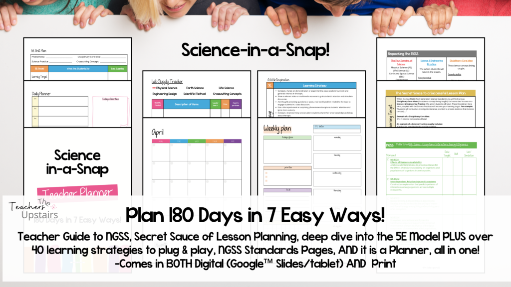 Shows 10 images for the teacher planner Science-in-a-Snap.