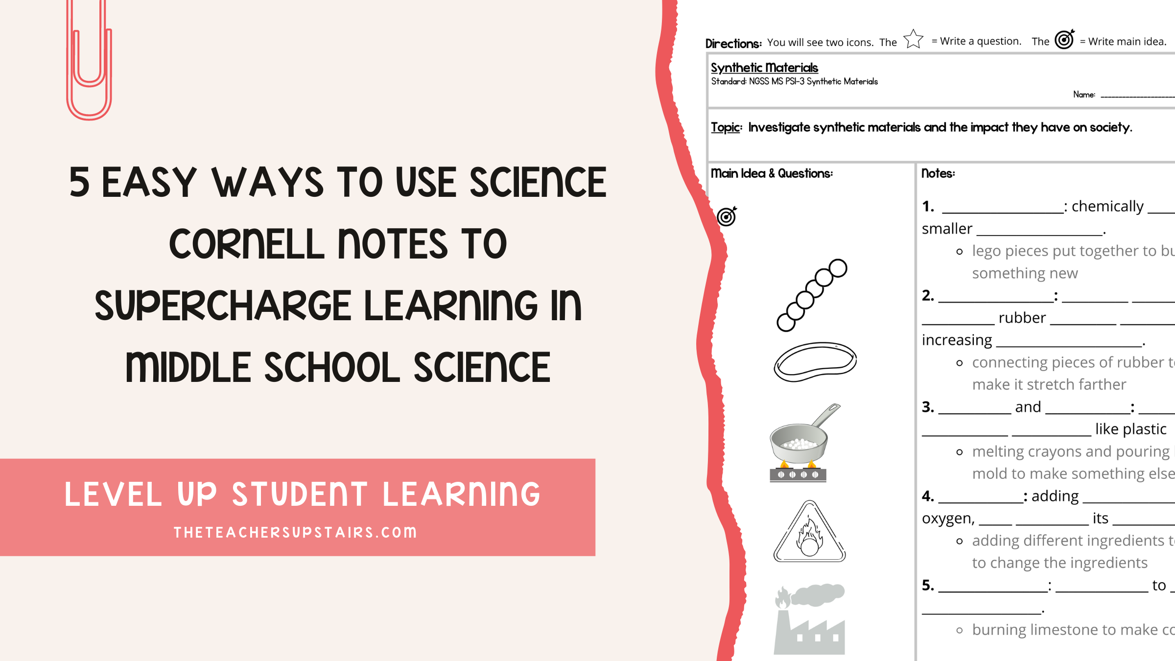 Image shows cover image for science cornell notes blog post.