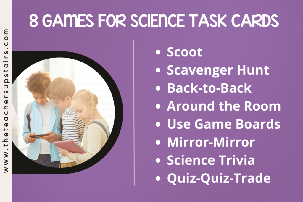 Image shows 8 games to play with task cards.